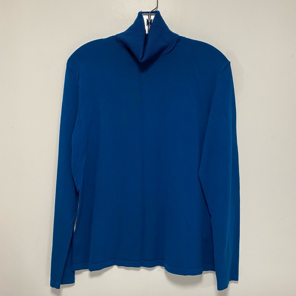 Blue turtleneck sweater